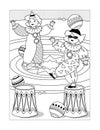 Two little circus clowns coloring page